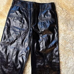 Free People Black Pleather Flare Pants